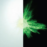 Burst of glow-in-the-dark Clear White to Green pigment powder spraying neon green—engineered for ultra-bright, extended after-dark performance in safety markings, party décor, and premium DIY crafts