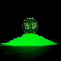 strongest glowing pigment powder made from strontium aluminate that glows up to 8 hours in the dark.