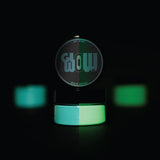 Jar of phosphorescent strontium aluminate glow-in-the-dark Sky Blue pigment powder—eco-friendly, non-toxic formula engineered for long-lasting brightness on fabric, wood, and canvas.