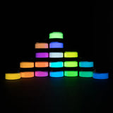 Premium strontium aluminate pigment powder set of 18 neon colors—UV-reactive, water-resistant, best for outdoor murals, metal signage, and party décor with ultra-bright, long-lasting glow