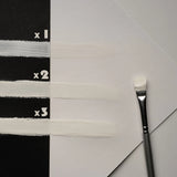 Brush-stroke demo of clear-white to azure glow paint in one, two, and three coats—engineered with premium strontium aluminate for maximum opacity and glow intensity