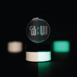 Strontium aluminate Clear White to Cyan pigment powder jar—industrial-grade, non-toxic formula engineered for long-lasting blue-green luminescence on canvas, metal, and outdoor décor