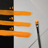 Daylight demo of Orange to Tangerine glow paint applied in one, two, and three coats—premium strontium aluminate acrylic paint ensures smooth, opaque coverage for DIY crafts, halloween pumpkins and professional installations