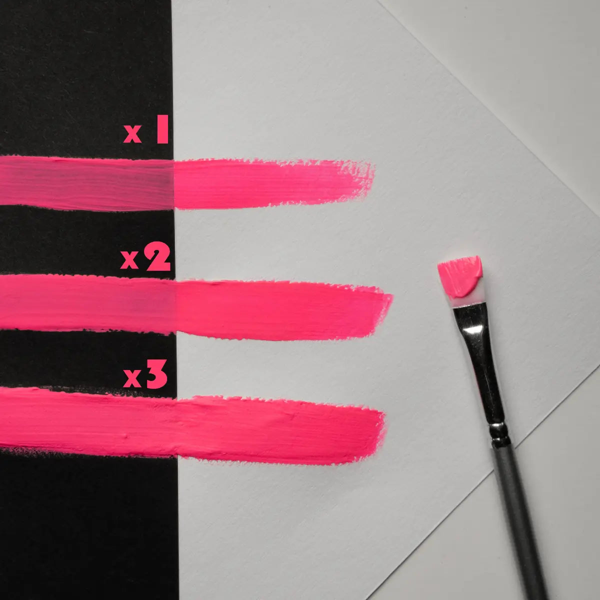 Strontium aluminate Pastel Pink to Orange glow paint applied in one, two, and three coats in daylight—offers smooth, opaque coverage for DIY crafts, canvas art, halloween pumpkin and professional installations