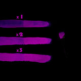 Nighttime glow demonstration of Pink to Violet acrylic glow in the dark paint layers—neon UV-reactive formula optimized for intense, long-lasting violet luminescence in professional installations and outdoor projects