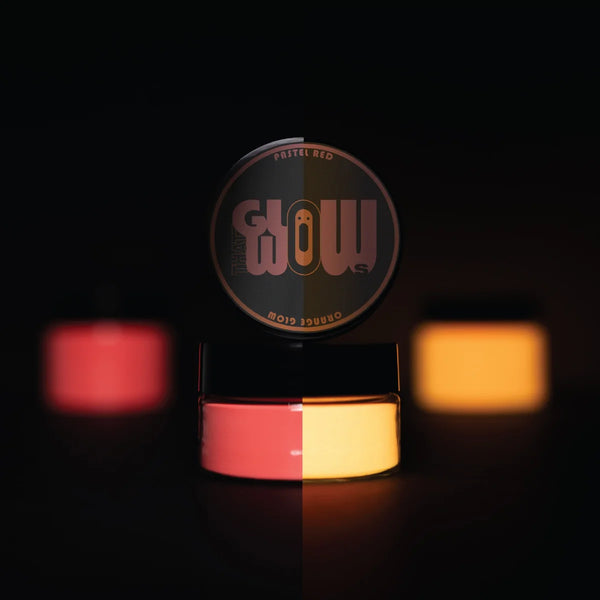 Strontium aluminate Red to Orange glow pigment powder jar—industrial-grade, non-toxic formula delivering consistent, high-intensity orange afterglow for epoxy resin, fabrics, and outdoor décor.