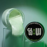 Pouring clear white-to-green glow acrylic paint—smooth, non-toxic formula perfect for resin art, clay, and outdoor mural applications with ultra-bright green after-dark glow