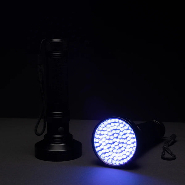 100-LED UV Flashlight - High Power 395nm Blacklight for Glow Paint & Pigment