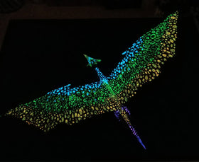 a 3d model painted with glow in the dark paint