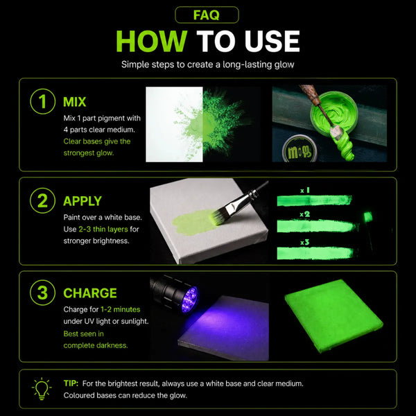 Glow In The Dark Pigment Powder Kit - 18 Colors