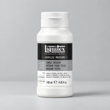 A white plastic bottle of Liguitex Professional Acrylic Mediums, specifically Fabric Medium, on a neutral light gray background.