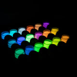 18-color neon glow pigment powder kit powered by premium strontium aluminate—non-toxic, long-lasting luminescence for epoxy resin, acrylic painting, and polymer clay crafts