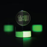 Jar of strontium aluminate Light Green to Green glow pigment powder—industrial-grade, non-toxic formula delivering consistent, high-intensity green after-dark glow on canvas, fabric, and wood