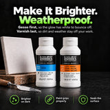 two products that help with glow in the dark paint. it's a liquitex white gesso, for the first layer and white base for it to reflect more light through the paint and second product is varnish, that helps to seal the paint for outside & indoor projects.